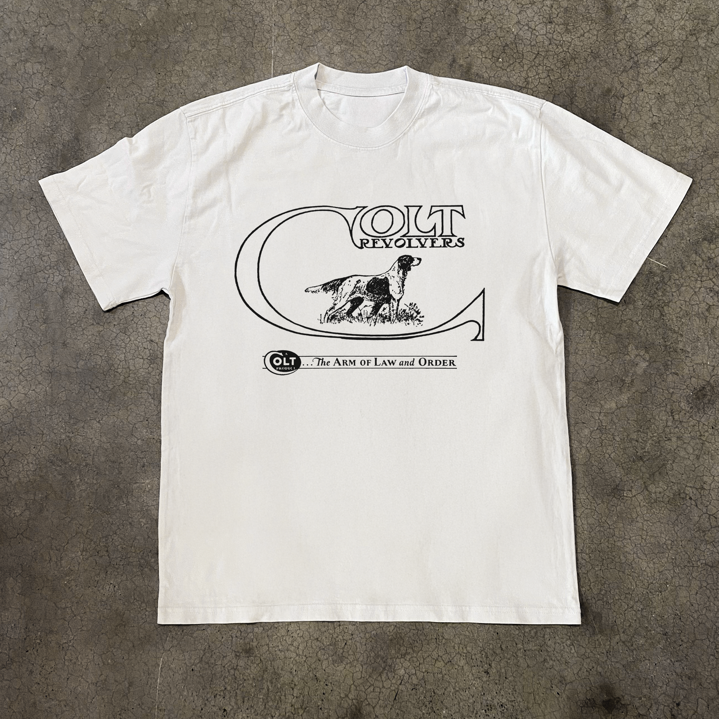 COLT ARMS 'HOUND' HEAVYWEIGHT FADED WHITE TEE