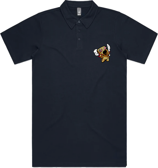 GUILTY GEAR - 'Mini Faust' Small Logo Embroidered Polo Shirt - Black