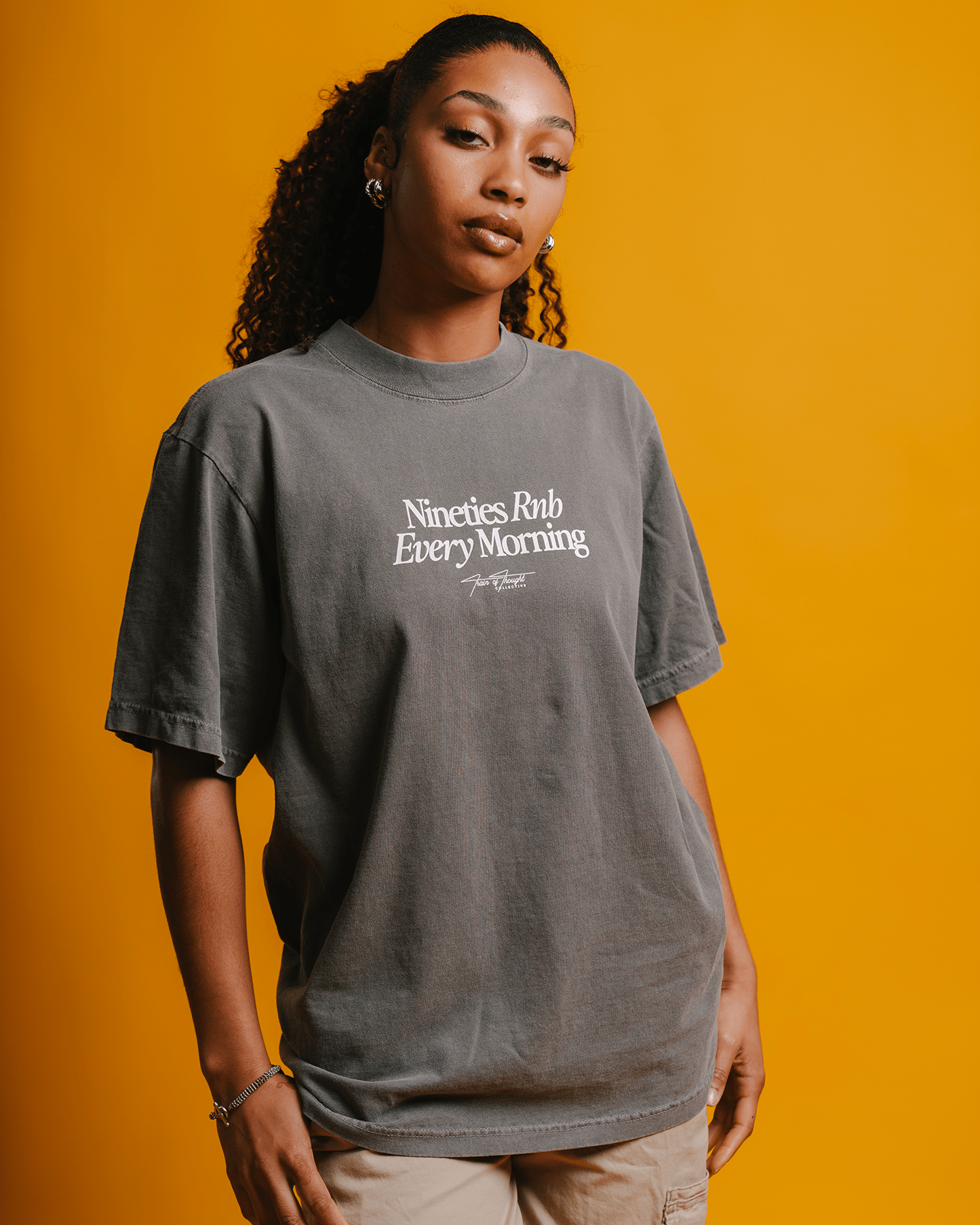 Nineties Rnb Every Morning V2 Oversized Cement Tee