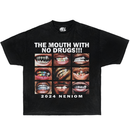No Drugs Mouth Vintage Boxy Shirt Streetwear Y2K