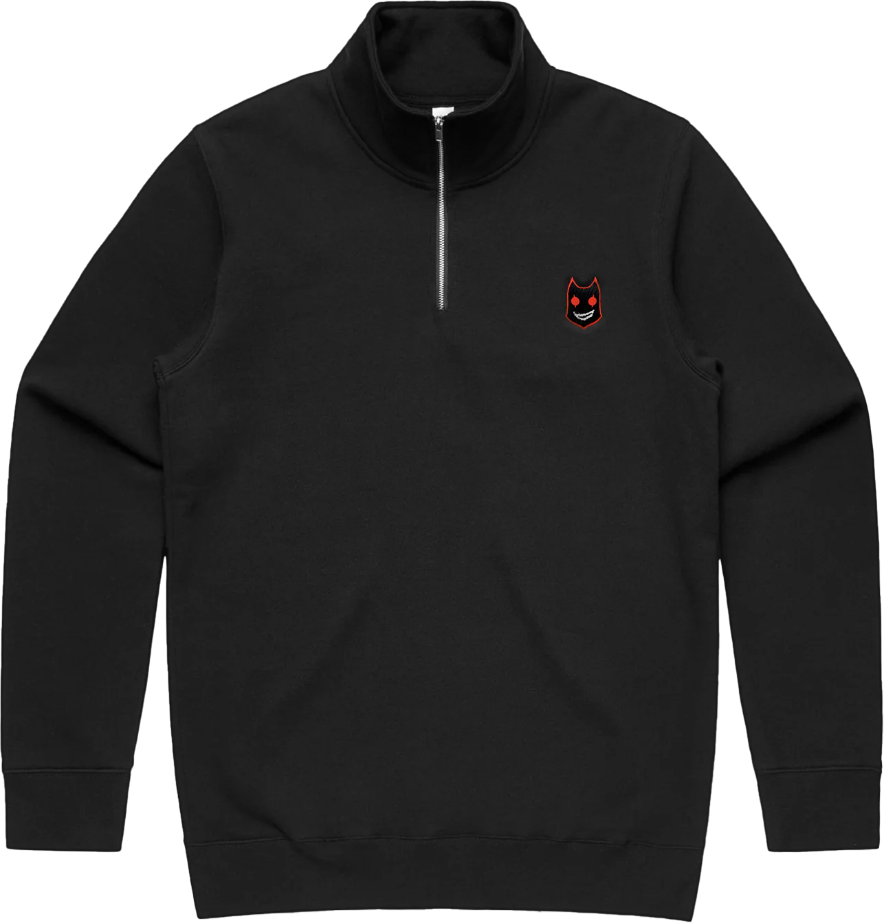 GUILTY GEAR - 'Zato-1 Pressure' Small Logo Embroidered Quarter-Zip Sweatshirt - Black