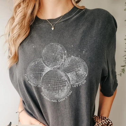 the night is sparkling t-shirt, disco ball t-shirt Casual Fit Tee