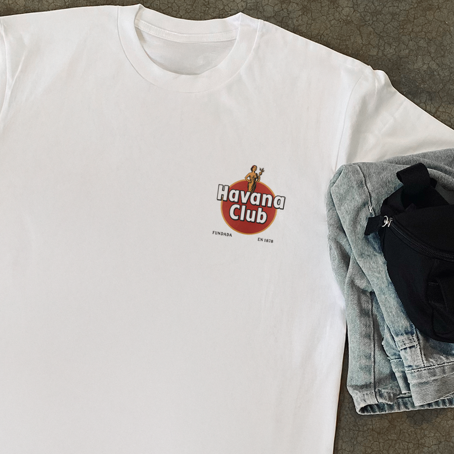 'HAVANA CLUB' CUBA CADDY HEAVY WHITE T-SHIRT