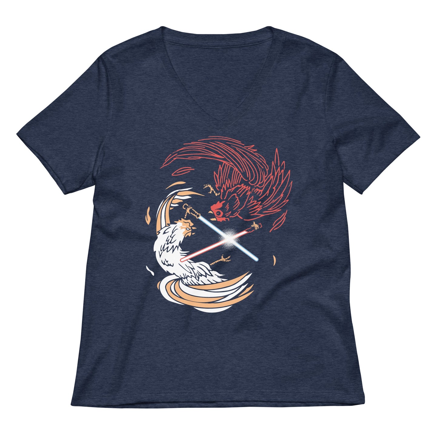 Cock A Doodle Duel Of The Fates Women's V-Neck Tee
