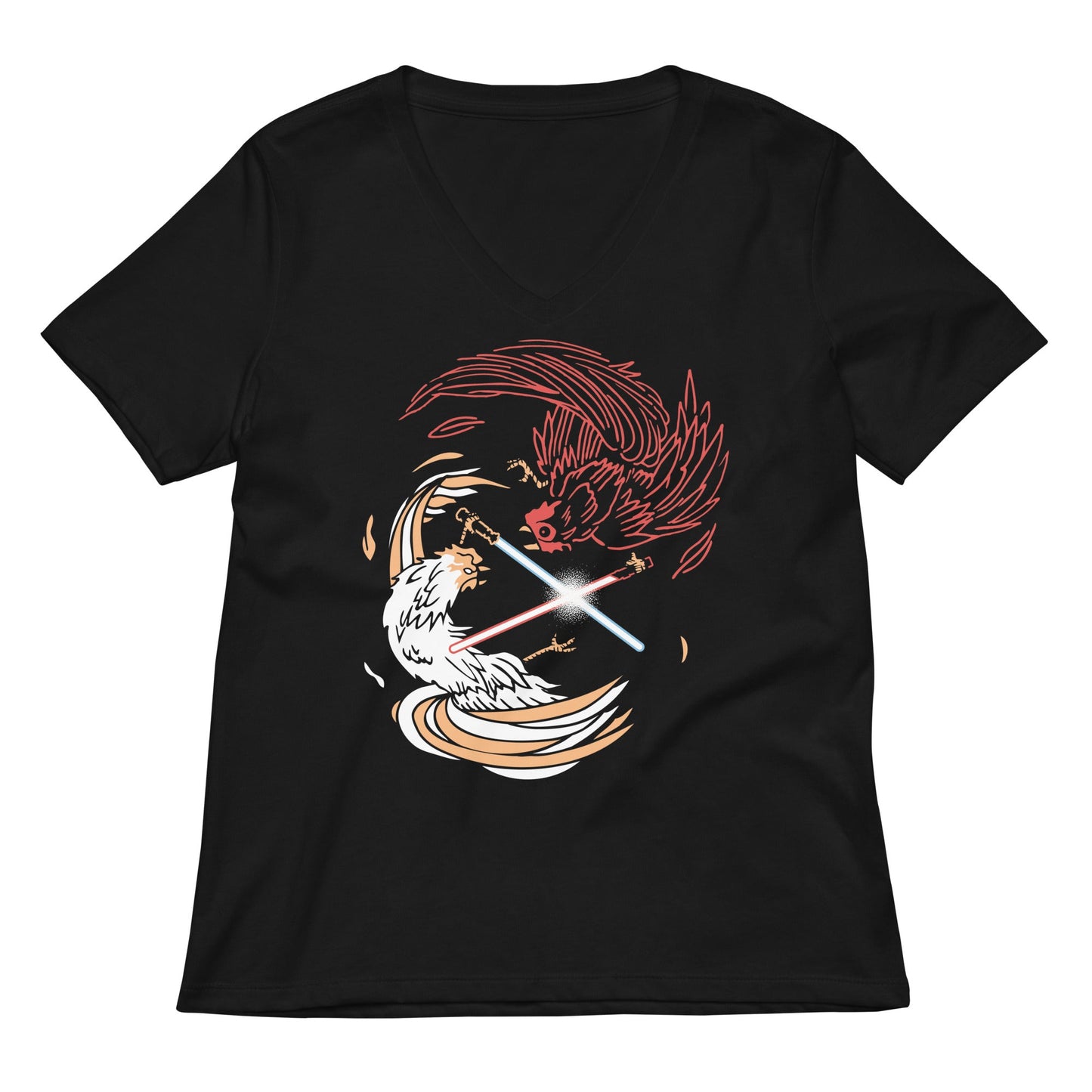 Cock A Doodle Duel Of The Fates Women's V-Neck Tee